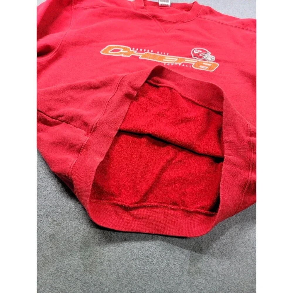 Vintage Reebok Kansas City‎ Chiefs Sweater Mens M Red Sweatshirt BLEACH NFL Y2K